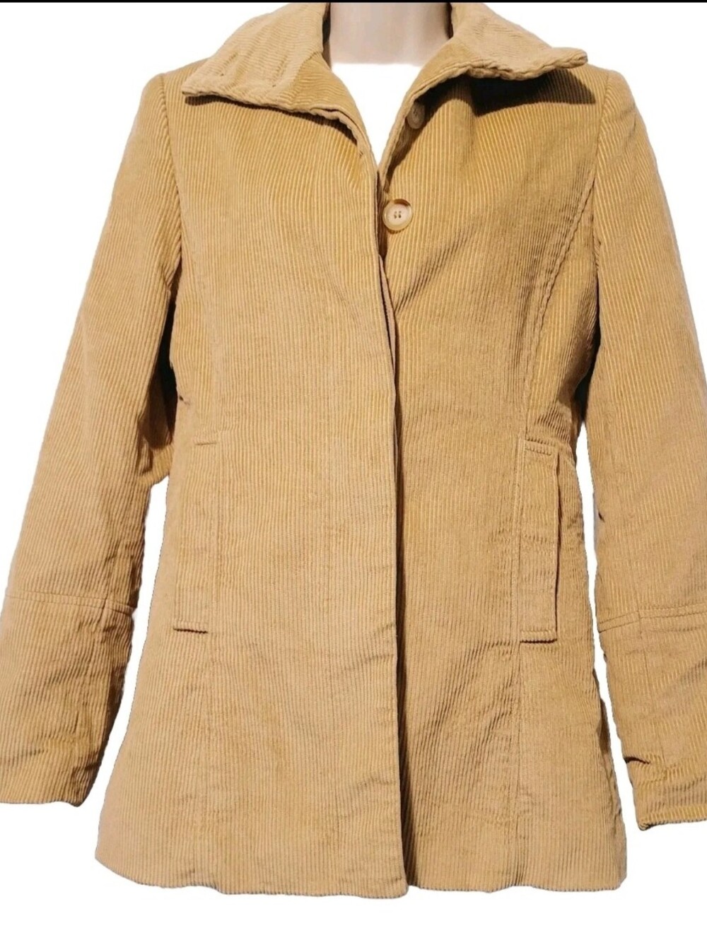 Express 90s Tan Corduroy Button Front Lined Blazer Jacket Women's Sz 5/6